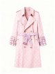 Women's Pink & Purple Polka Dot Trench Coat with Contrast Belt