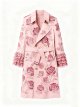 Women's Pink Trench Coat with 3D Rose Embroidery