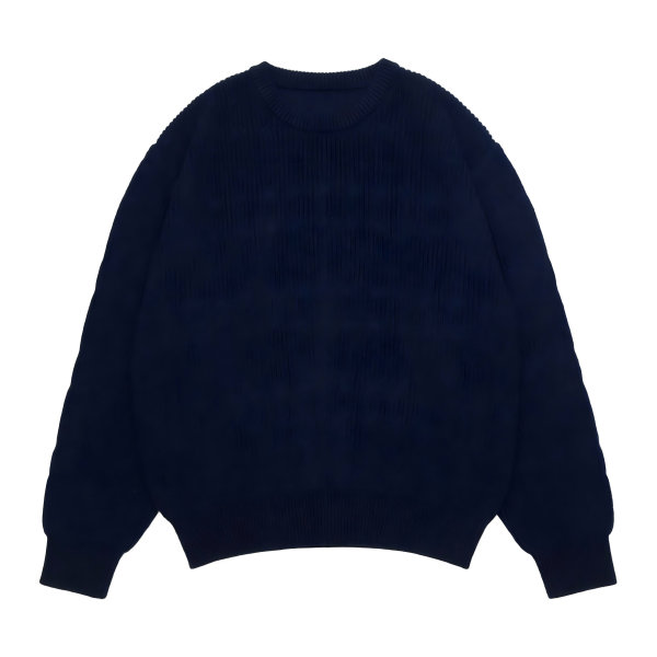 Navy Blue Textured Knit Sweater