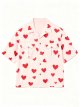 Men's Pink Short-Sleeve Shirt with Red Heart Print